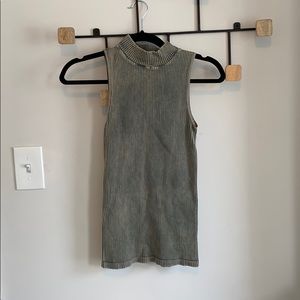 Green Free People Mock Turtleneck Tank